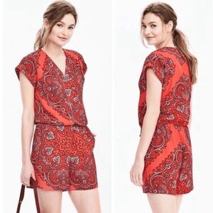 Banana Republic Red Paisley Romper Size 4 Boho Festival Summer